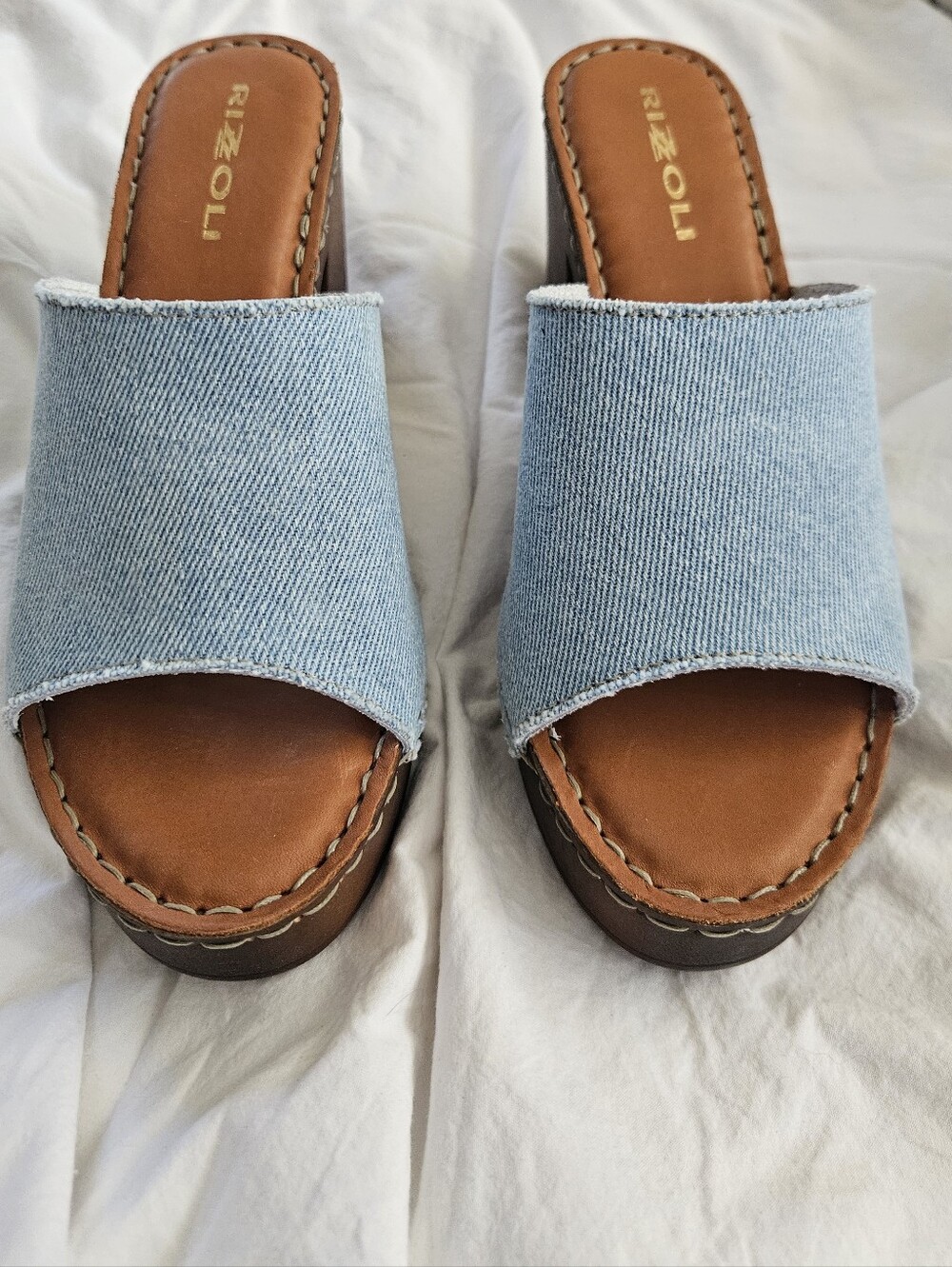 Rizzoli Denim Platform Slide Sandals – Made in Italy – NWT in Box - Size 7 - Picture 4 of 13